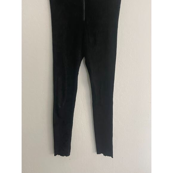 Alice + Olivia 2 Suede Leather Pants Y2K Front Zip Skinny Stretch Leggings - Picture 5 of 12